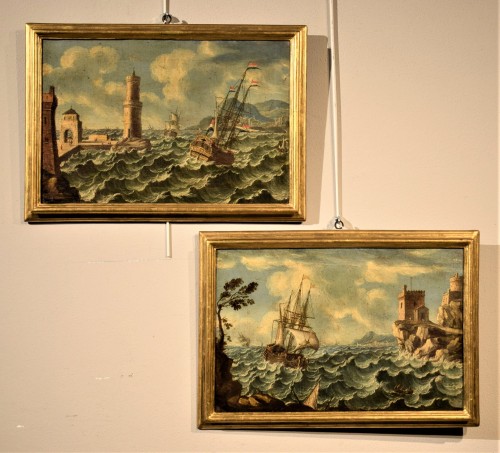 Tableaux et dessins Tableaux XVIIIe siècle - Marine orageuse sur la côte - Orazio Grevenbroeck (1676 -1739)